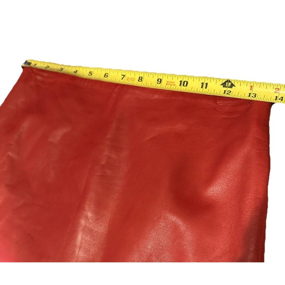 Ralph Lauren Red Leather Pencil Lined Skirt Size 6 - Picture 9 of 10